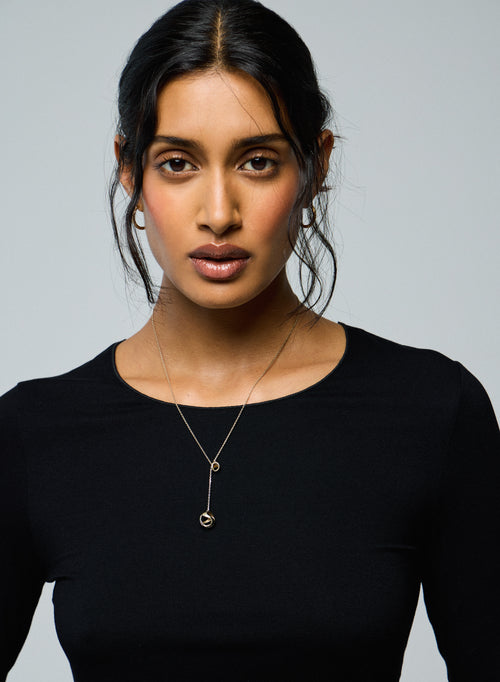 Black Round Neck Long Sleeves T-shirt in Viscose and Elastane - MAJESTIC FILATURES