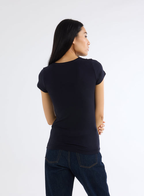 <p>Navy blue tank top. U-neck. Natural material Viscose</p> - MAJESTIC FILATURES