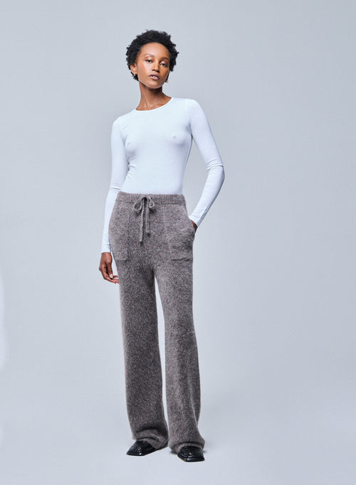 White Round Neck Long Sleeves T-shirt in Viscose / Elastane - MAJESTIC FILATURES