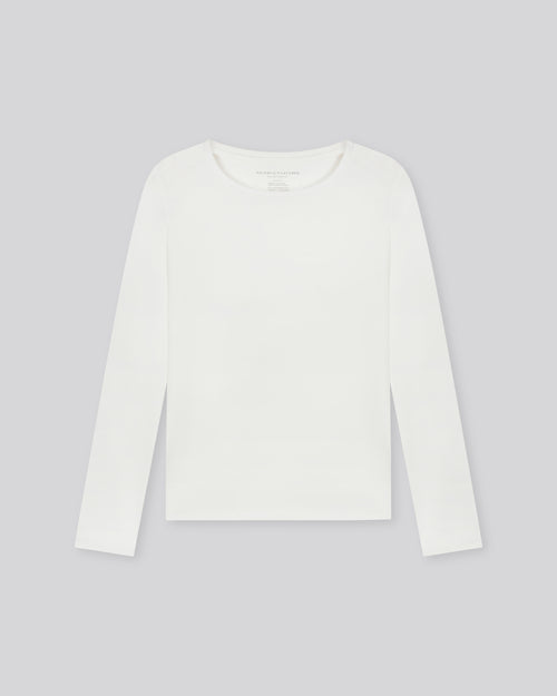 White Round Neck Long Sleeves T-shirt in Viscose / Elastane - MAJESTIC FILATURES