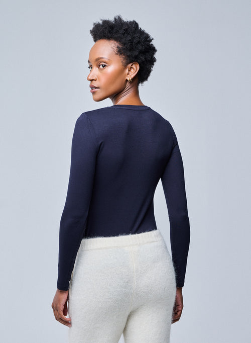 Ally T-Shirt rundhalsausschnitt aus Viskose / Elastan - MAJESTIC FILATURES