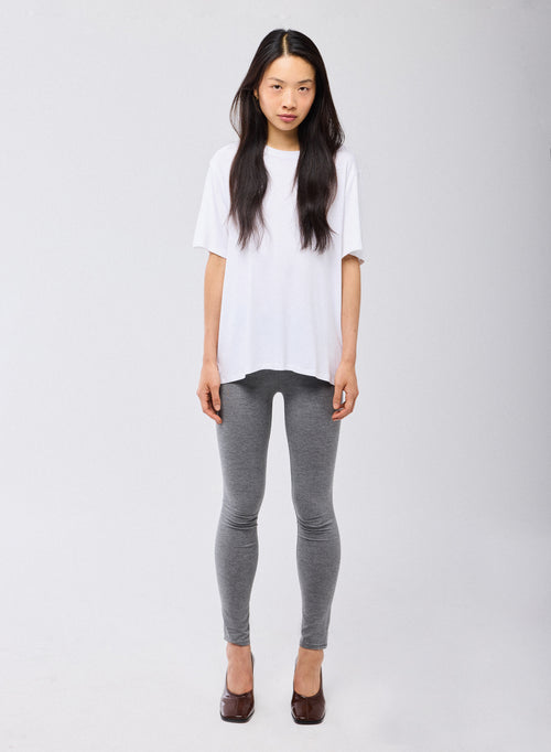 White T shirt Crew Neck Short Sleeves Viscose Elastane   - MAJESTIC FILATURES