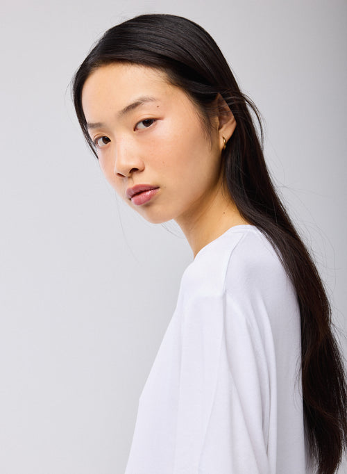 White T shirt Crew Neck Short Sleeves Viscose Elastane   - MAJESTIC FILATURES