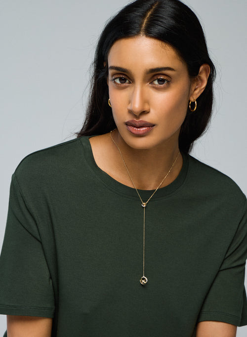 T-shirt Vert Col Rond Manches Courtes en Viscose / Elasthanne - MAJESTIC FILATURES