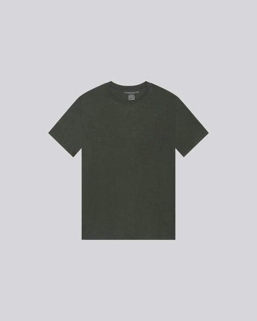 Camiseta verde de manga corta y manga corta con cuello redondo y viscosa / elastano - MAJESTIC FILATURES