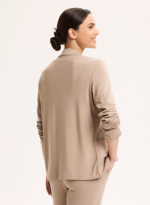 Veste Beige Col Veste Manches Longues - MAJESTIC FILATURES