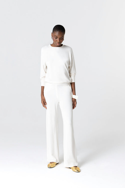 Pantalon Blanc en Viscose / Elasthanne - MAJESTIC FILATURES
