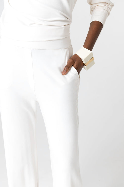 Pantalon Blanc en Viscose / Elasthanne - MAJESTIC FILATURES