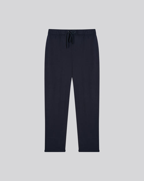 Navy Daphne Viscose / Elastane cuffed trousers - MAJESTIC FILATURES