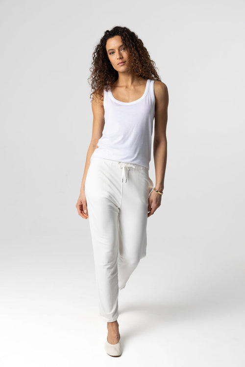 Pantalon Blanc en Viscose / Élasthanne - MAJESTIC FILATURES