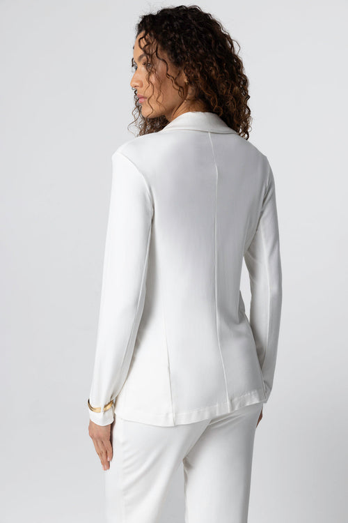 White Long Sleeve Viscose Jacket - MAJESTIC FILATURES