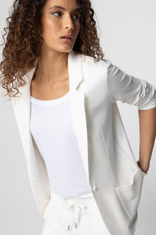 White Long Sleeve Viscose Jacket - MAJESTIC FILATURES