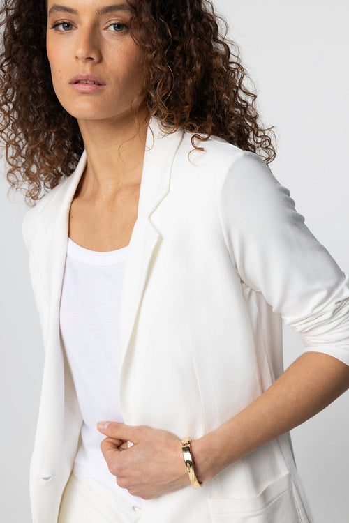 White Long Sleeve Viscose Jacket - MAJESTIC FILATURES