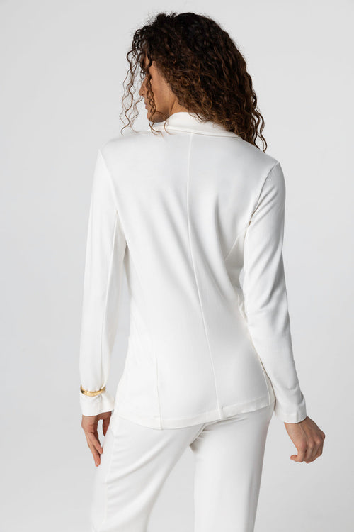 White Long Sleeve Viscose Jacket - MAJESTIC FILATURES
