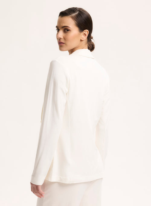 Veste Blanc Col Veste Manches Longues - MAJESTIC FILATURES