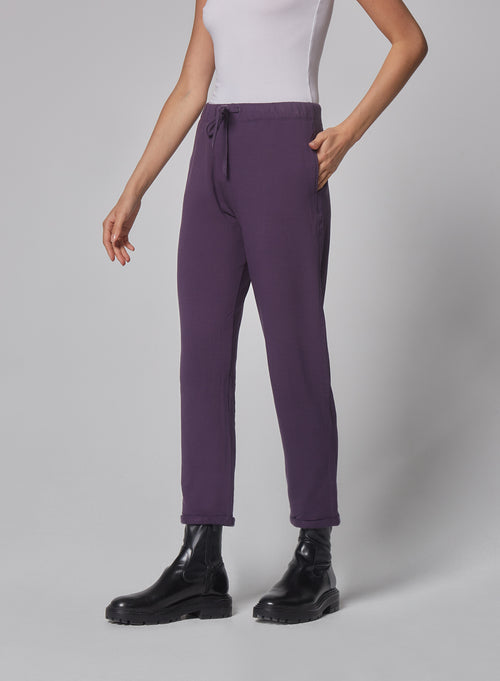 Purple viscose/elastane trousers - MAJESTIC FILATURES