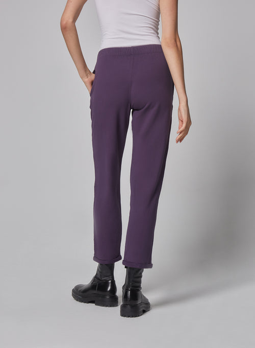 Purple viscose/elastane trousers - MAJESTIC FILATURES