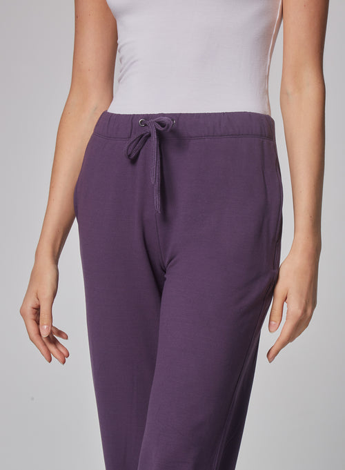 Purple viscose/elastane trousers - MAJESTIC FILATURES