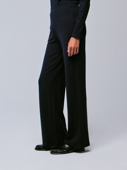 Pantalon Marine en Viscose / Elasthanne - MAJESTIC FILATURES