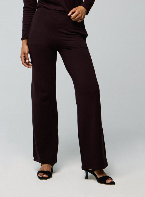 Aubergine Viscose / Elastane Pants - MAJESTIC FILATURES