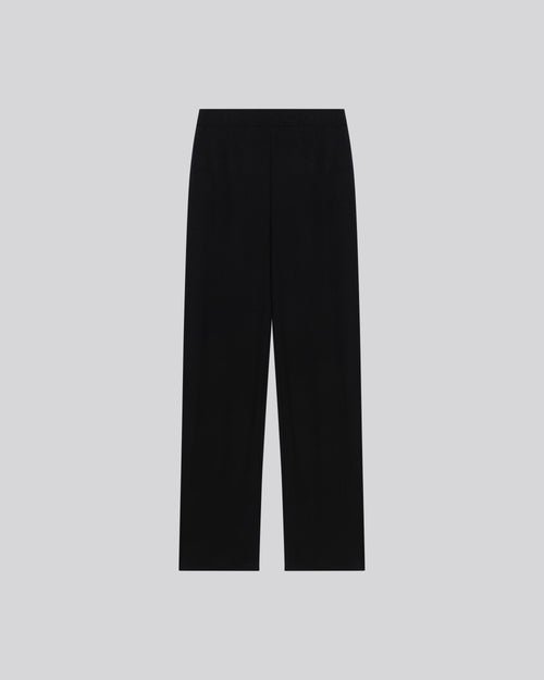 Schwarze gerade geschnittene Hose mit elastischem Bund aus Viskose und Elasthan - MAJESTIC FILATURES