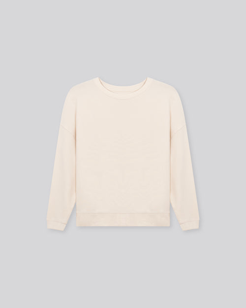 Sweat Blanc Col Rond Manches Longues en Viscose / Elasthanne - MAJESTIC FILATURES