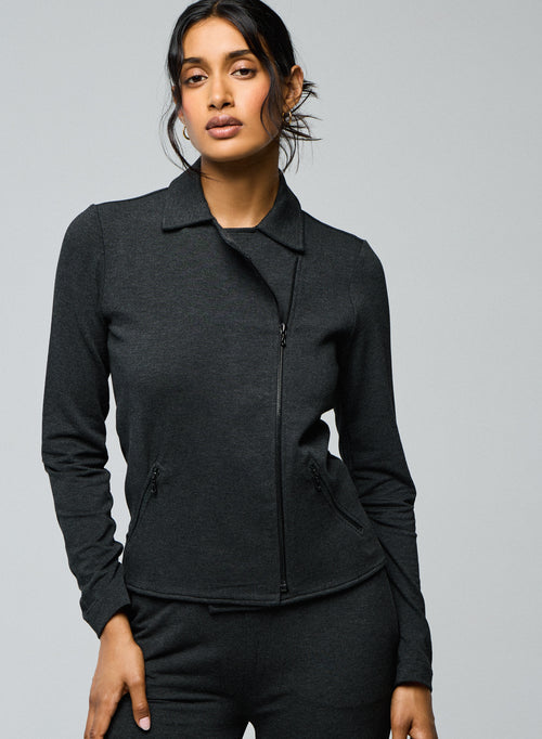 Grey jacket Long sleeved jacket in viscose / elastane - MAJESTIC FILATURES