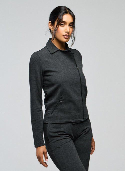 Grey jacket Long sleeved jacket in viscose / elastane - MAJESTIC FILATURES