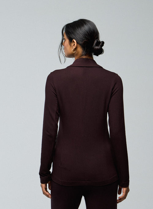 Chaqueta de manga larga berenjena en viscosa / elastano - MAJESTIC FILATURES