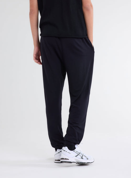 Navy Viscose and Elastane Trousers - MAJESTIC FILATURES