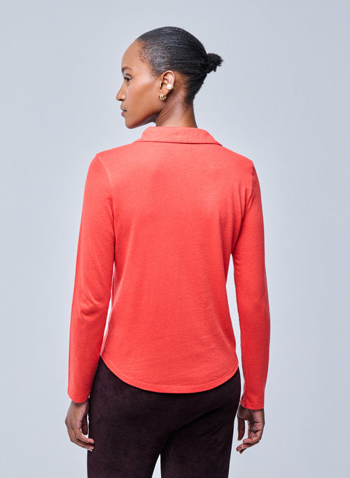 Orange Shirt Langarmshirt aus Bio-Baumwolle / Kaschmir - MAJESTIC FILATURES