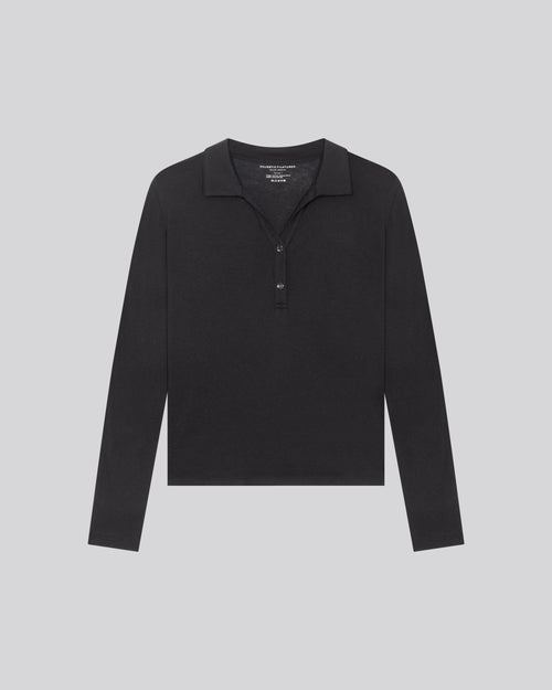 Navy Shirt Langarmshirt aus Bio-Baumwolle / Kaschmir - MAJESTIC FILATURES