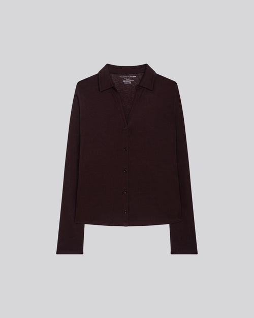 Aubergine Shirt Long Sleeve Shirt in Organic Cotton / Cashmere - MAJESTIC FILATURES