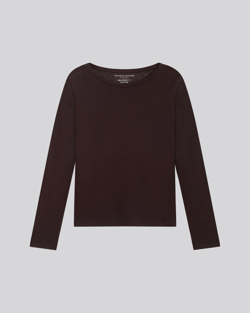 T-shirt Violet Col Rond Manches Longues en Coton Organique et Cachemire - MAJESTIC FILATURES