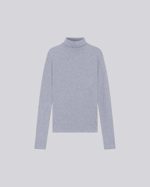 Graues T-Shirt mit langen Ärmeln aus Bio-Baumwolle / Kaschmir - MAJESTIC FILATURES