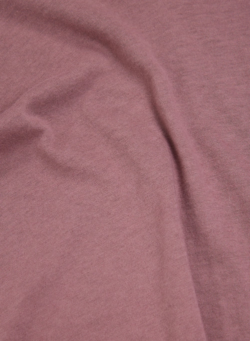 Rosa T-Shirt mit V-Ausschnitt und langen Ärmeln aus Baumwolle und Kaschmir - MAJESTIC FILATURES