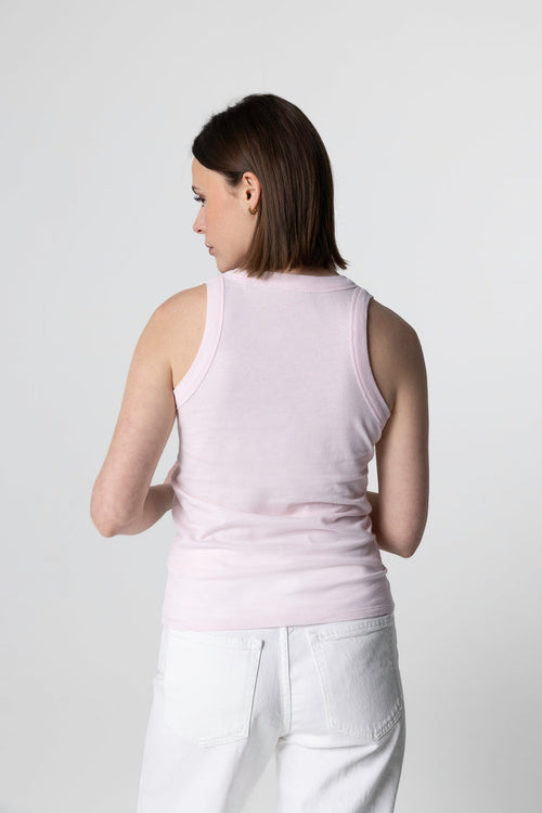 Ärmelloses Tanktop mit Rundhalsausschnitt aus Bio-Baumwolle in Rosa - MAJESTIC FILATURES