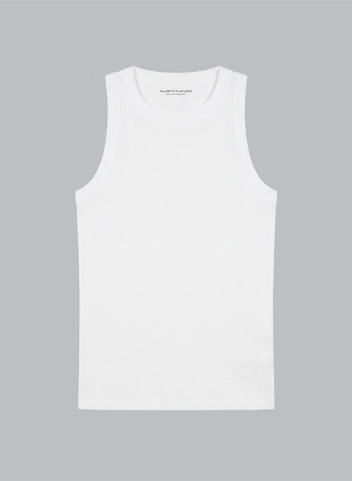 White Round-Neck Oragnic Cotton Tank Top - MAJESTIC FILATURES