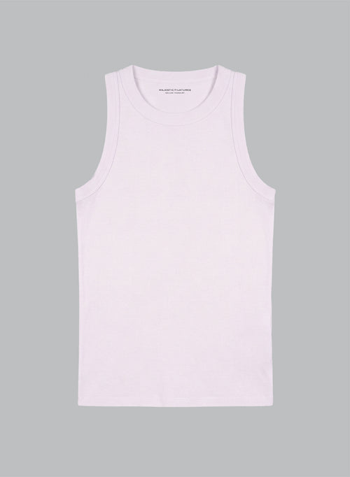Ärmelloses Tanktop mit Rundhalsausschnitt aus Bio-Baumwolle in Rosa - MAJESTIC FILATURES