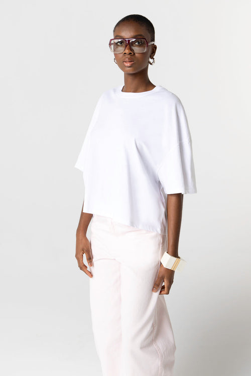 T-shirt Blanc Col Rond Manches Courtes en Coton Organique - MAJESTIC FILATURES