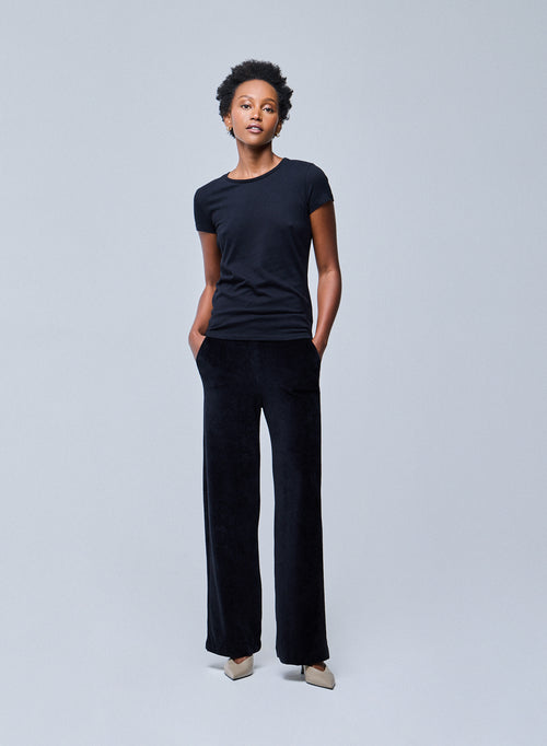 Jamie T-Shirt Rundhalsausschnitt kurzen Ärmeln aus Deluxe-Baumwolle - MAJESTIC FILATURES