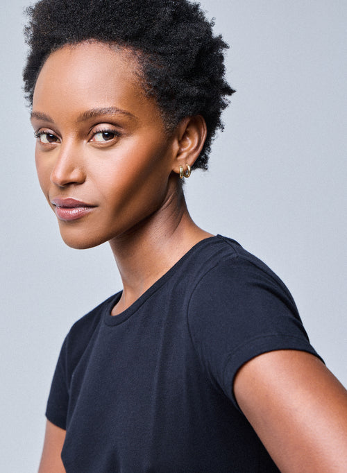 Jamie T-Shirt Rundhalsausschnitt kurzen Ärmeln aus Deluxe-Baumwolle - MAJESTIC FILATURES