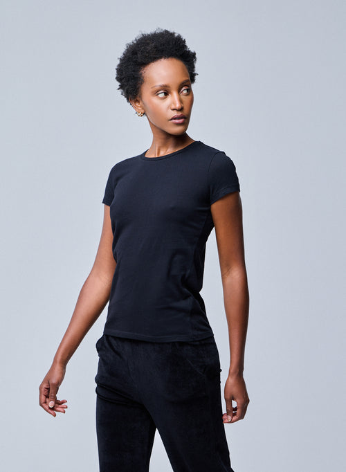 Jamie T-Shirt Rundhalsausschnitt kurzen Ärmeln aus Deluxe-Baumwolle - MAJESTIC FILATURES