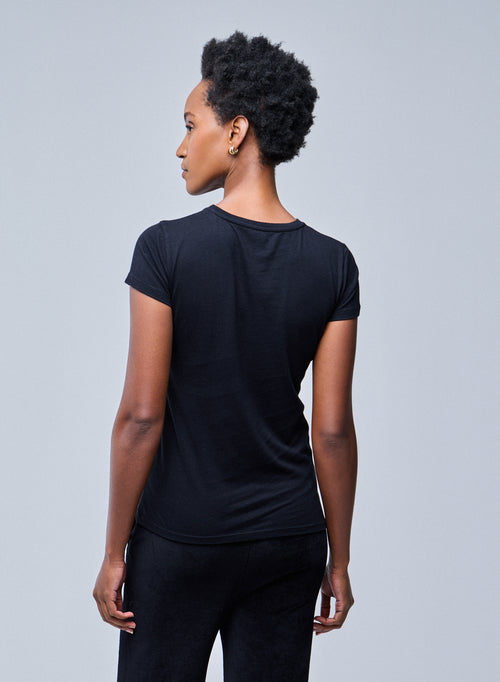 Jamie T-Shirt Rundhalsausschnitt kurzen Ärmeln aus Deluxe-Baumwolle - MAJESTIC FILATURES