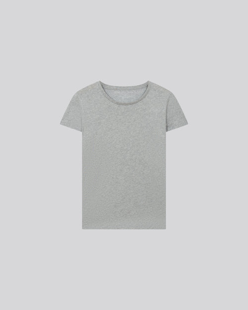 Camiseta gris de manga corta con cuello redondo en algodón orgánico - MAJESTIC FILATURES
