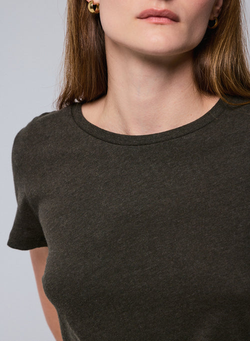 Grünes Kurzarm-T-Shirt mit Rundhalsausschnitt aus Bio-Baumwolle - MAJESTIC FILATURES