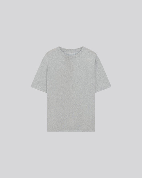 Graues Kurzarm-T-Shirt mit Rundhalsausschnitt aus Bio-Baumwolle - MAJESTIC FILATURES