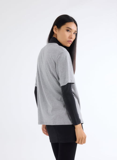 Camiseta gris Cuello redondo Manga corta  - MAJESTIC FILATURES