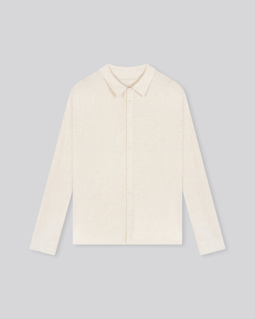 Beige Shirt Long Sleeve Shirt in Organic Cotton - MAJESTIC FILATURES