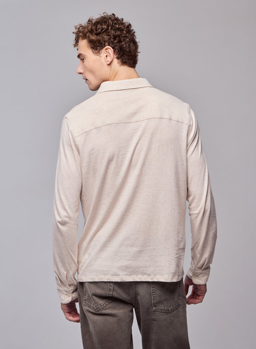 Beige Shirt Long Sleeve Shirt in Organic Cotton - MAJESTIC FILATURES